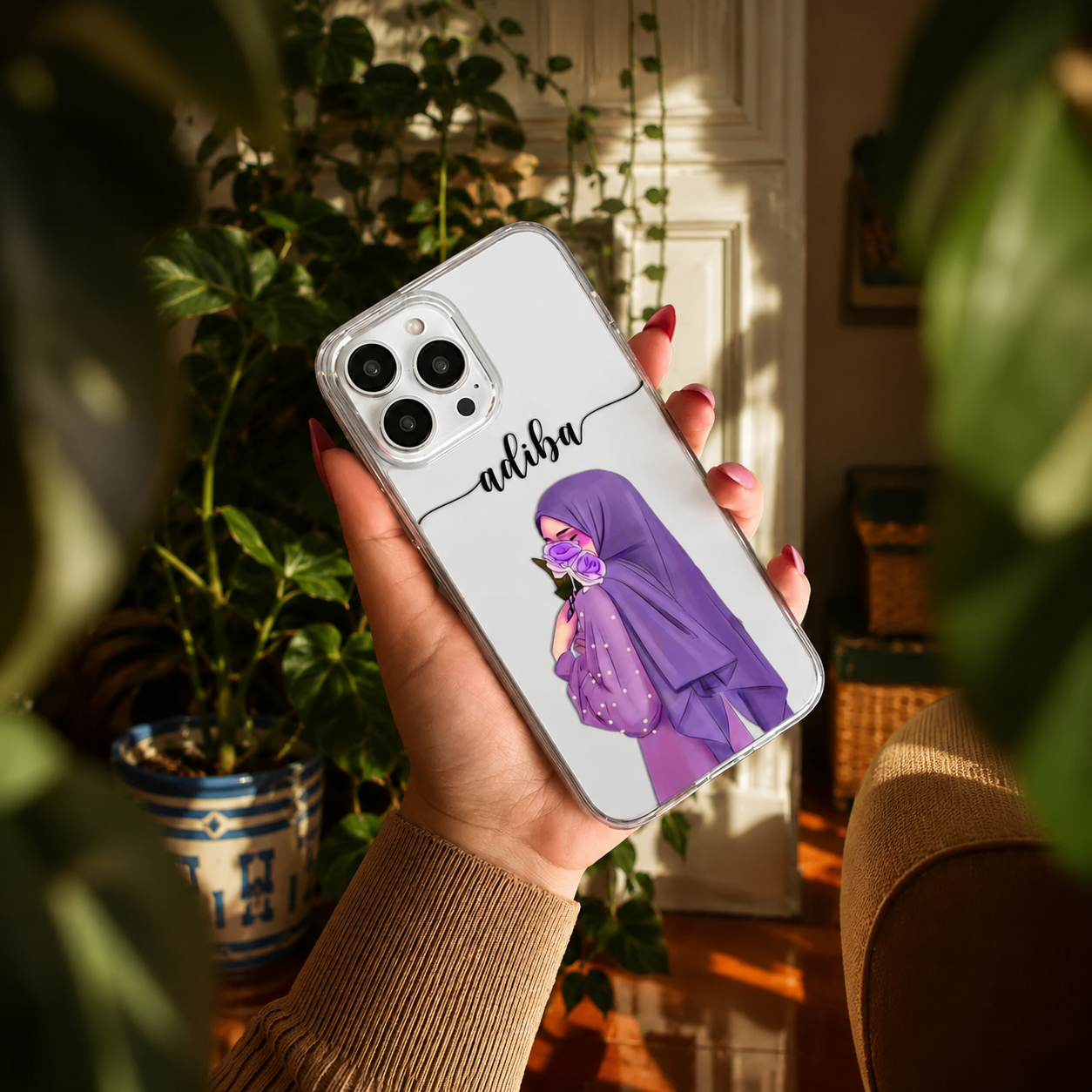 Aesthetic Girlish Custom Transparent Name Case – Floral