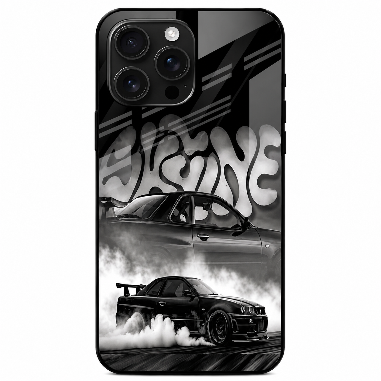 Black Drift Car Glass Back Cover