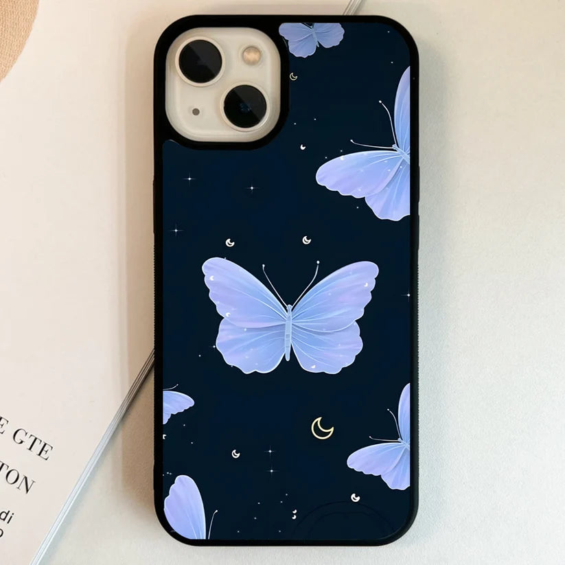 Butterfly With Stars Pattern Glass Case