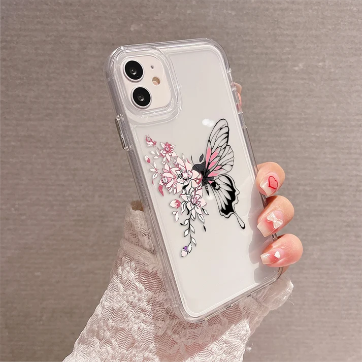 Butterfly-Flower Clear Silicon Case Cover