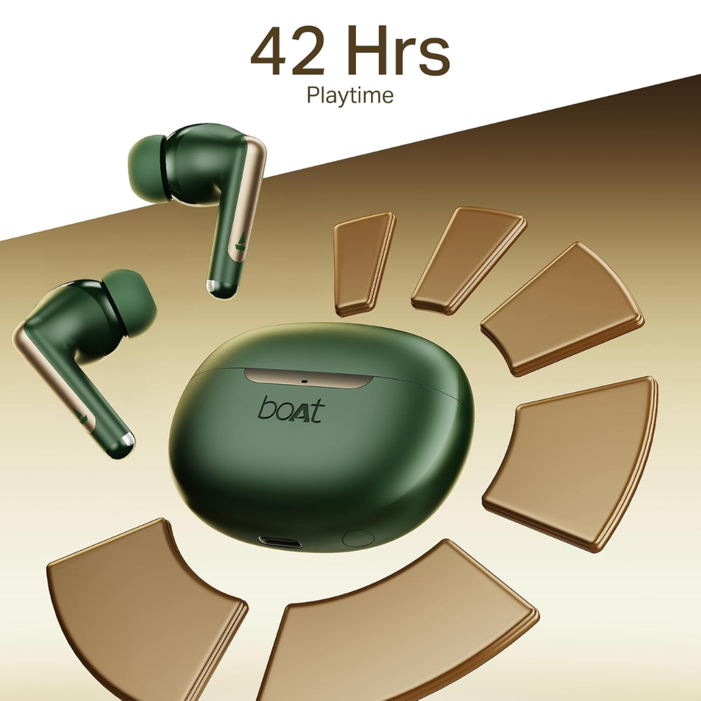 Boat Airdopes 141 Elite ANC, ANC(~35dB), 4Mics ENx Tech, 42H Battery, Fast Charge Wireless Earphones with mic