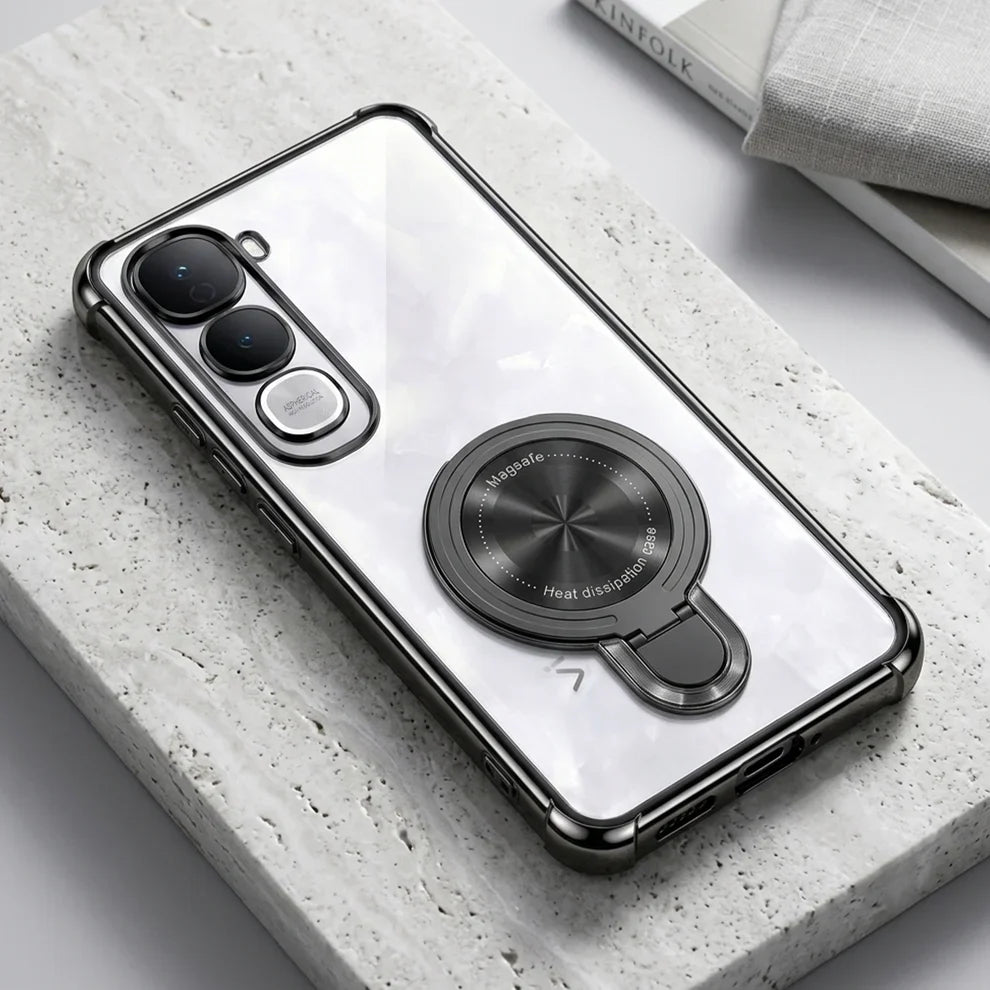 Vivo Y400 Pro 5G Luxury Four Corner Invincible Bracket Ring Stand Case