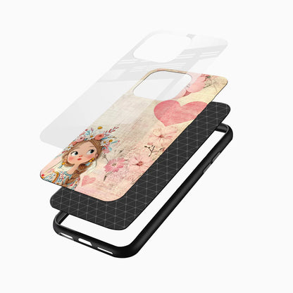 Dreamy Floral Girl Glass Mobile Case – Soft Pastel Aesthetic Design