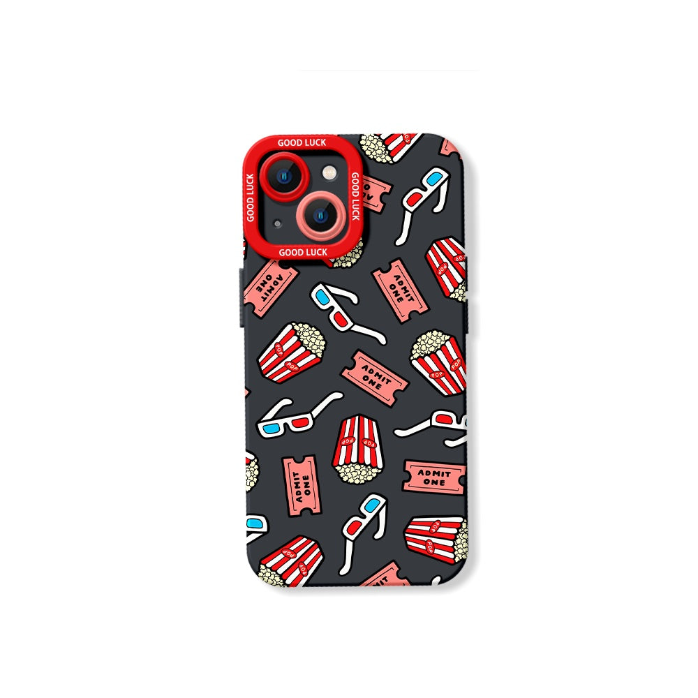 Movie Night Popcorn Tickets Silicone Case for Apple iPhone Series
