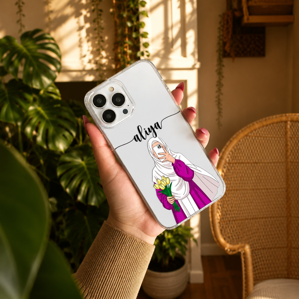 Aesthetic Girlish Custom Transparent Name Case – Pastel Vibes