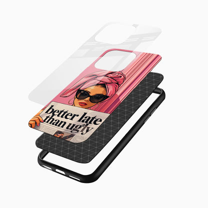 Chic Pink Attitude Girl Glass Phone Case