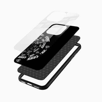 Black Om Sanskrit Spiral Glass Phone Case