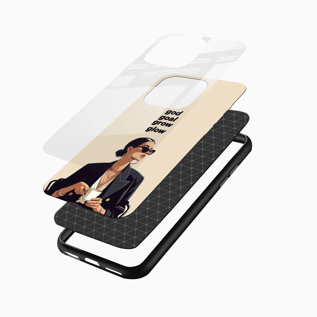 God Goal Grow Glow Quote Glass Phone Case