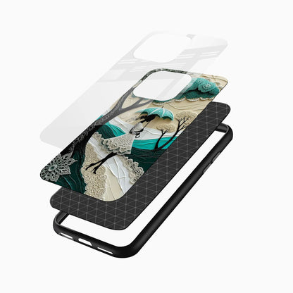Elegant Lace Umbrella Girl Glass Mobile Cover