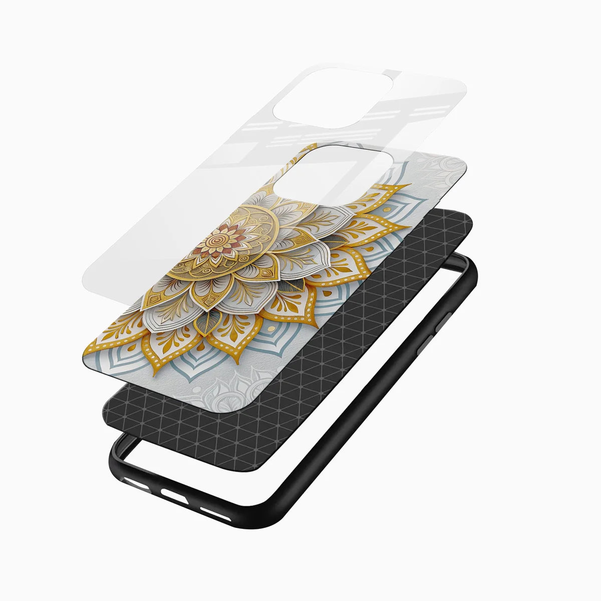 Golden Mandala Glass Mobile Cover – Luxury Floral