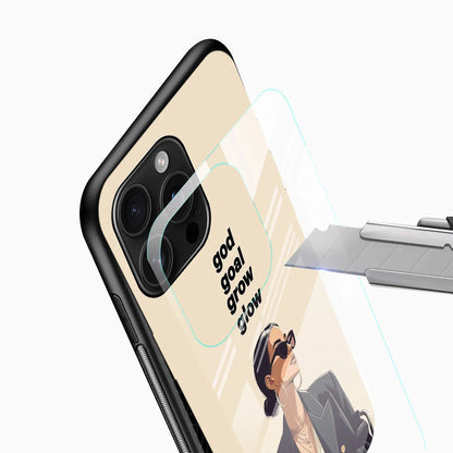 God Goal Grow Glow Quote Glass Phone Case