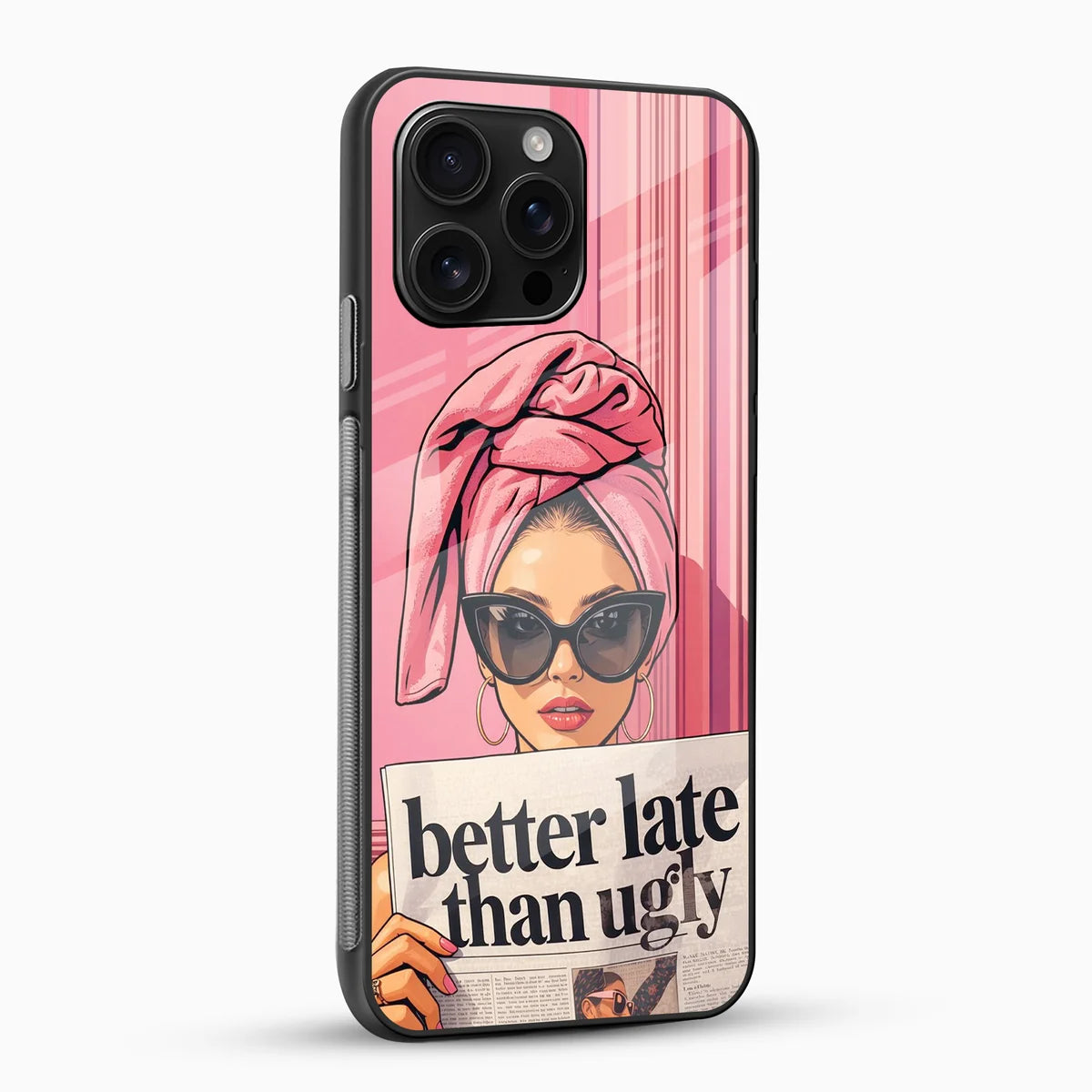 Chic Pink Attitude Girl Glass Phone Case