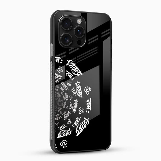 Black Om Sanskrit Spiral Glass Phone Case