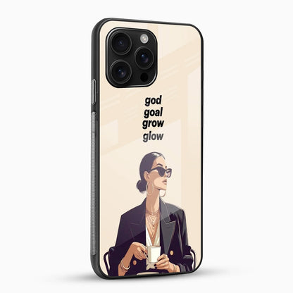 God Goal Grow Glow Quote Glass Phone Case