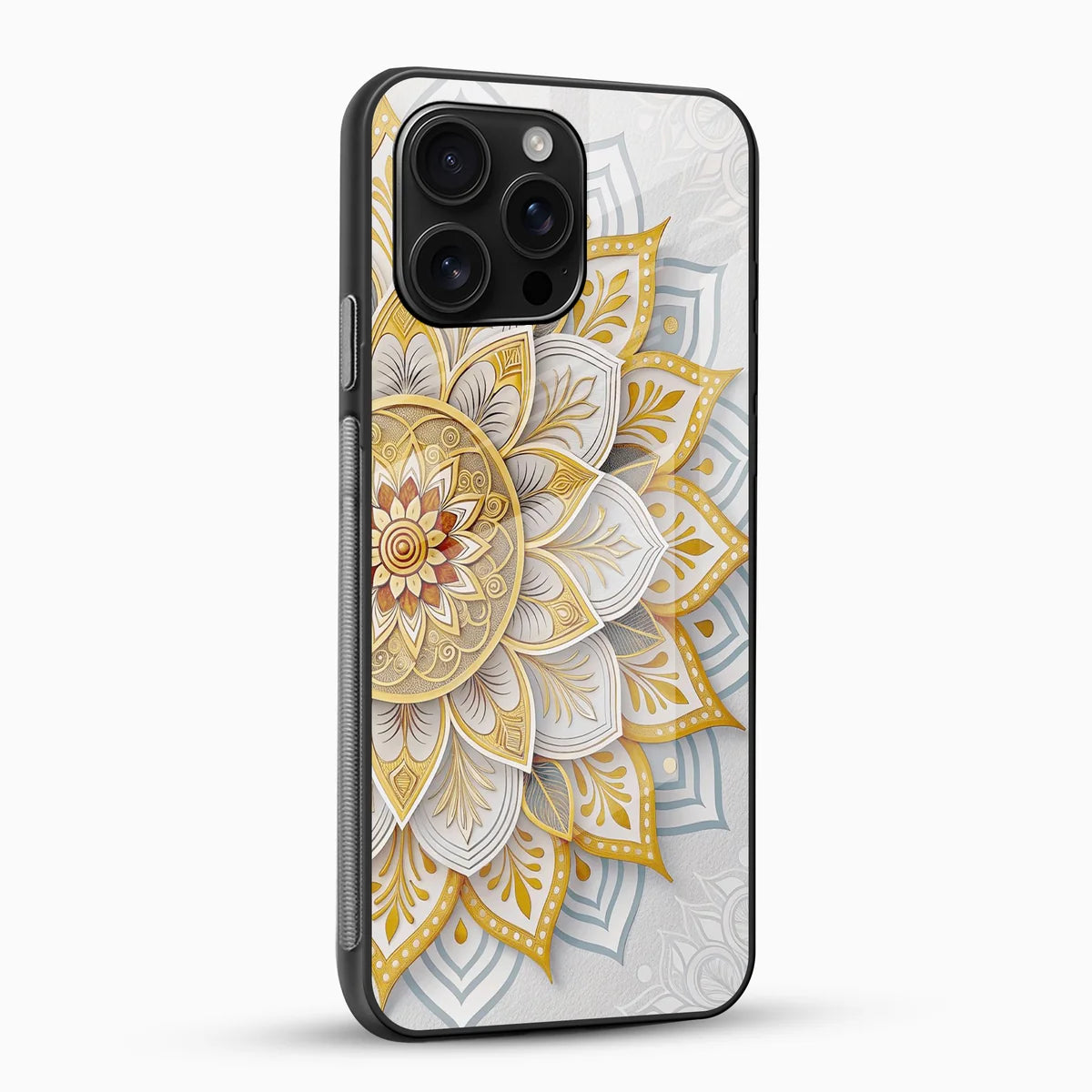 Golden Mandala Glass Mobile Cover – Luxury Floral