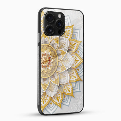 Golden Mandala Glass Mobile Cover – Luxury Floral