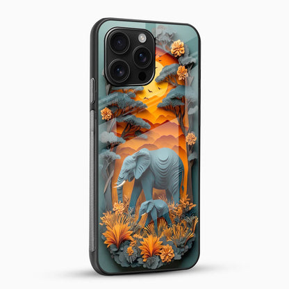 Safari Elephant Glass Mobile Cover – Sunset Wildlif