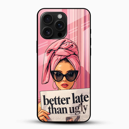 Chic Pink Attitude Girl Glass Phone Case