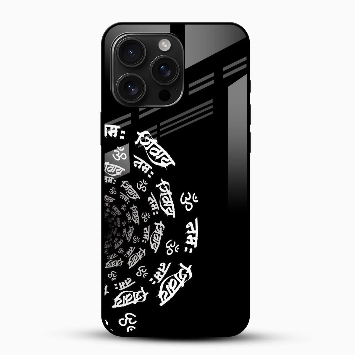 Black Om Sanskrit Spiral Glass Phone Case