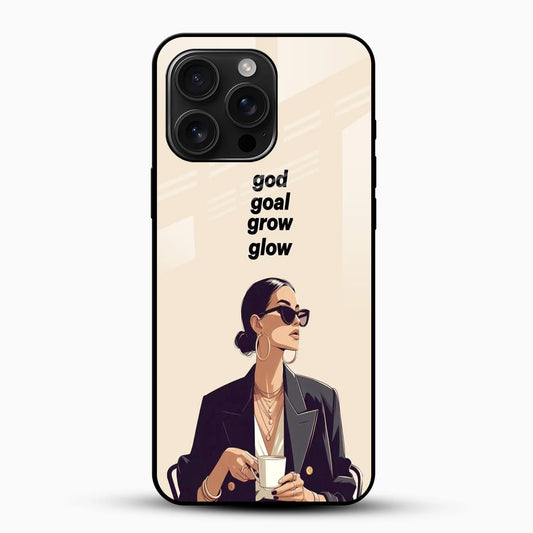 God Goal Grow Glow Quote Glass Phone Case