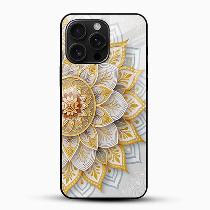 Golden Mandala Glass Mobile Cover – Luxury Floral