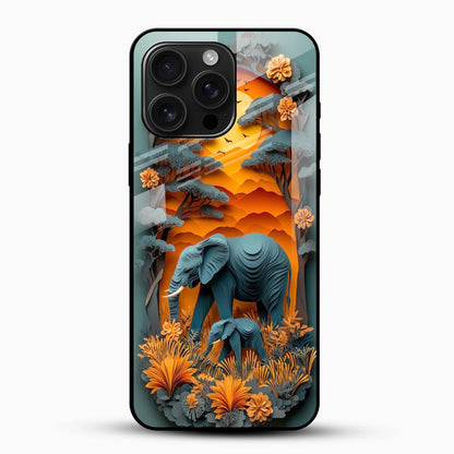 Safari Elephant Glass Mobile Cover – Sunset Wildlif