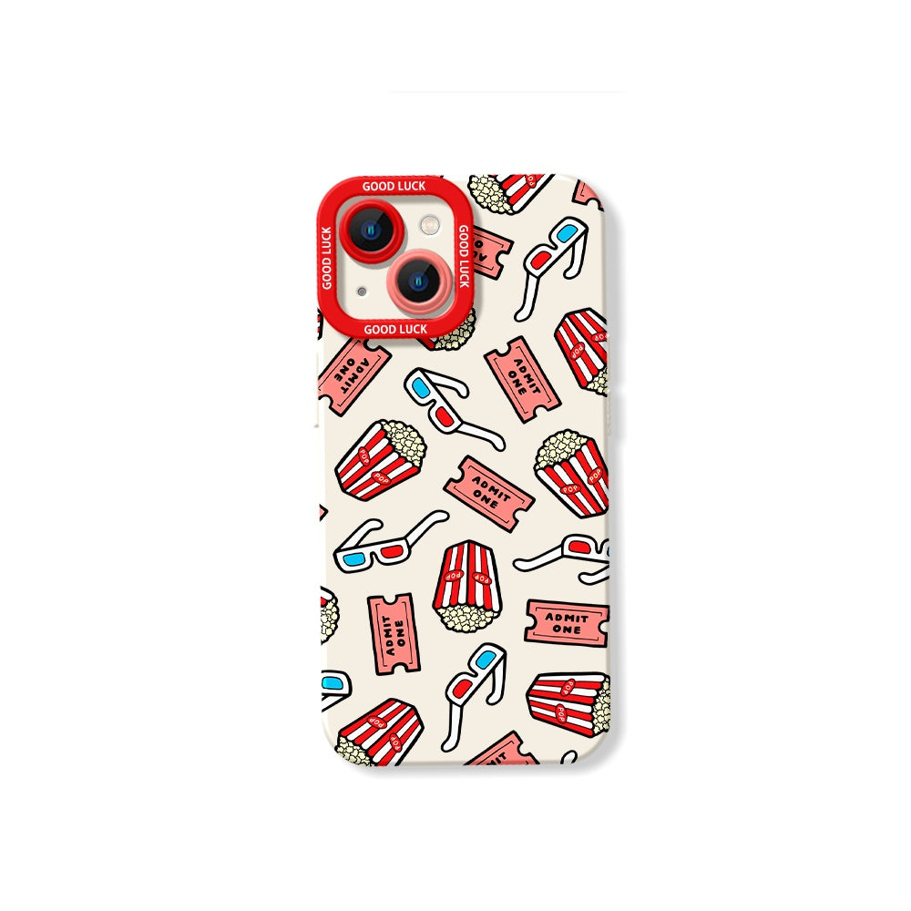 Movie Night Popcorn Tickets Silicone Case for Apple iPhone Series