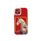 Floral Elegance Horse Design Silicone Case for Apple iPhone Series